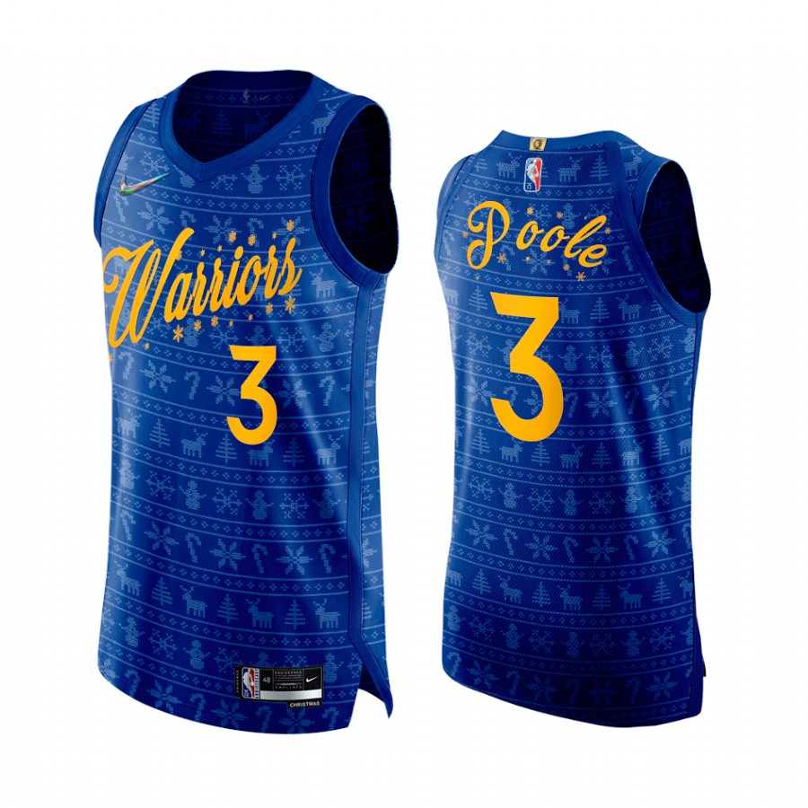 Jordan Poole Golden State Warriors Royal Christmas Eve Jersey 75th Anniversary