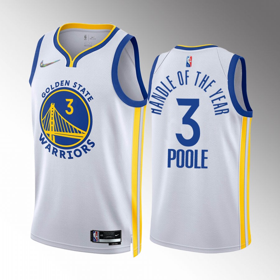 Jordan Poole Handle of the Year Golden State Warriors #3 White Jersey Fan Favorite