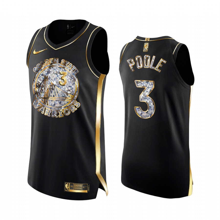Jordan Poole Warriors #3 2022 NBA Playoffs Jersey Black Diamond Edition