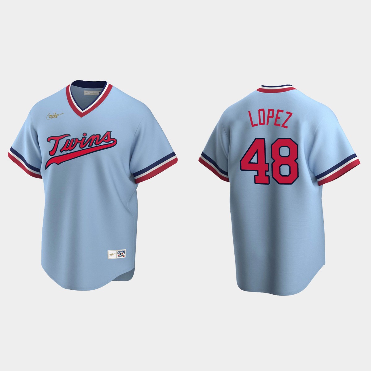 Jorge Lopez Minnesota Twins Cooperstown Collection Road Jersey - Light Blue