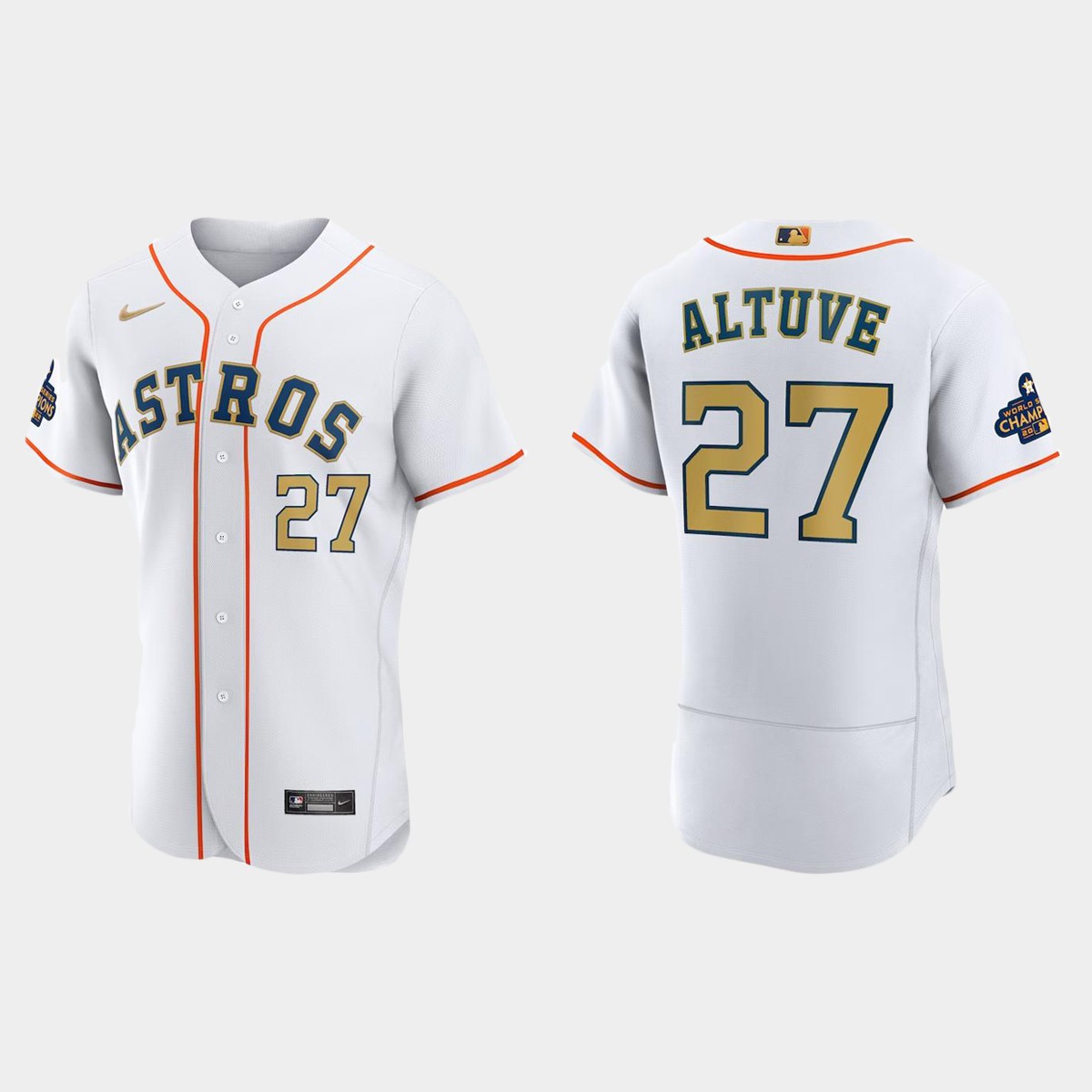 Jose Altuve Houston Astros 2023 Gold Collection Jersey - White