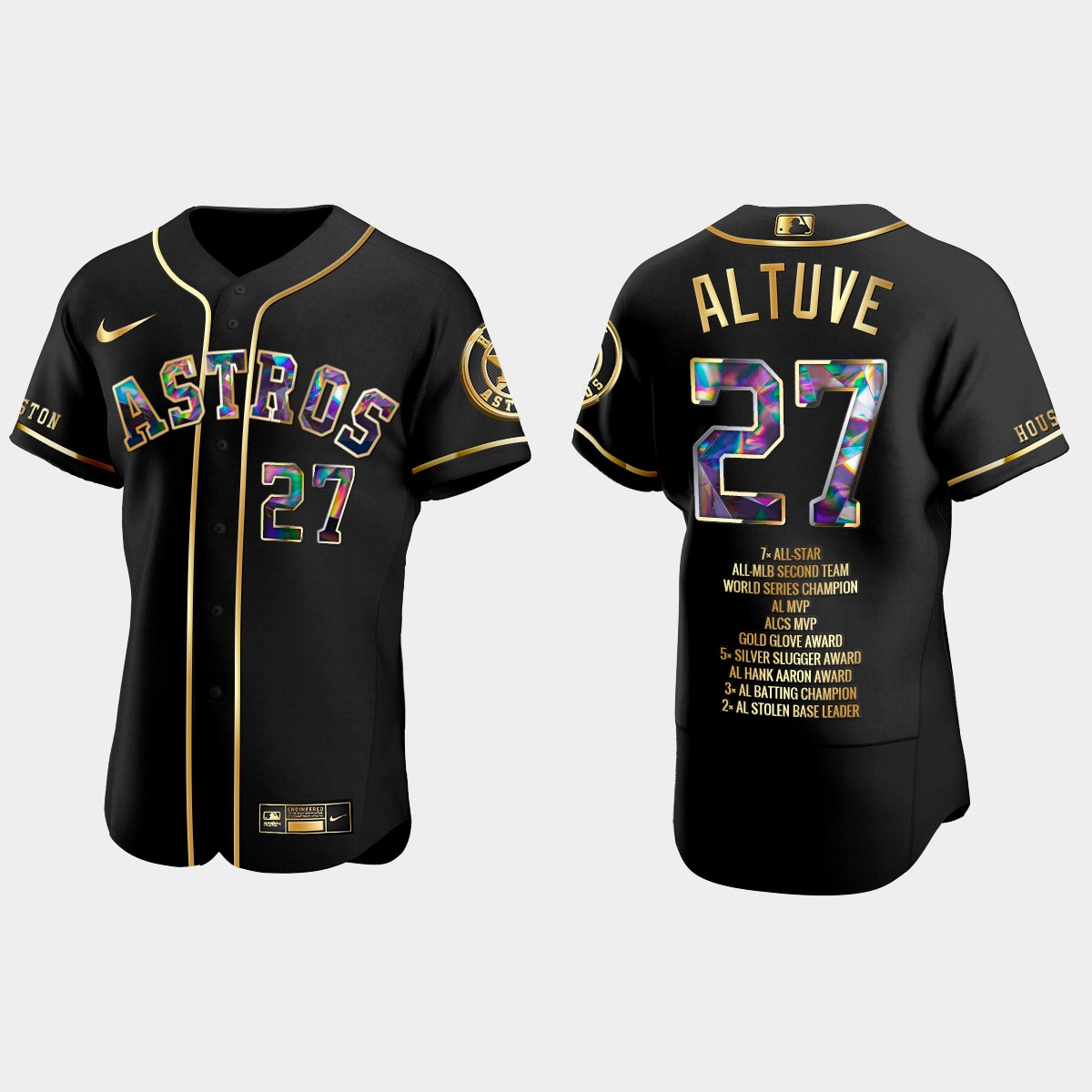 Jose Altuve Houston Astros Career Highlights Diamond Jersey - Black