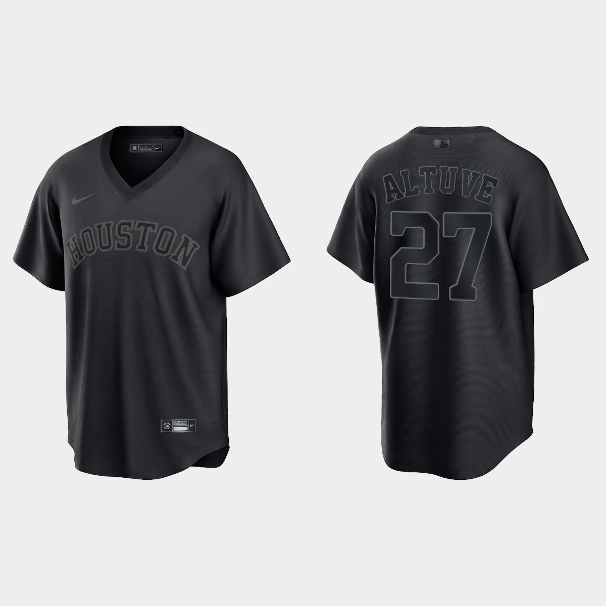 Jose Altuve Houston Astros Pitch Black Fashion Jersey - Black