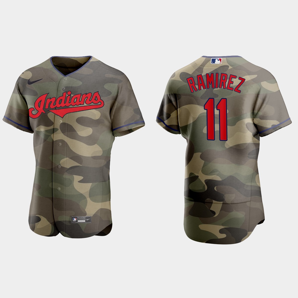 Jose Ramirez Cleveland Indians 2021 National Armed Forces Day Jersey - Camo
