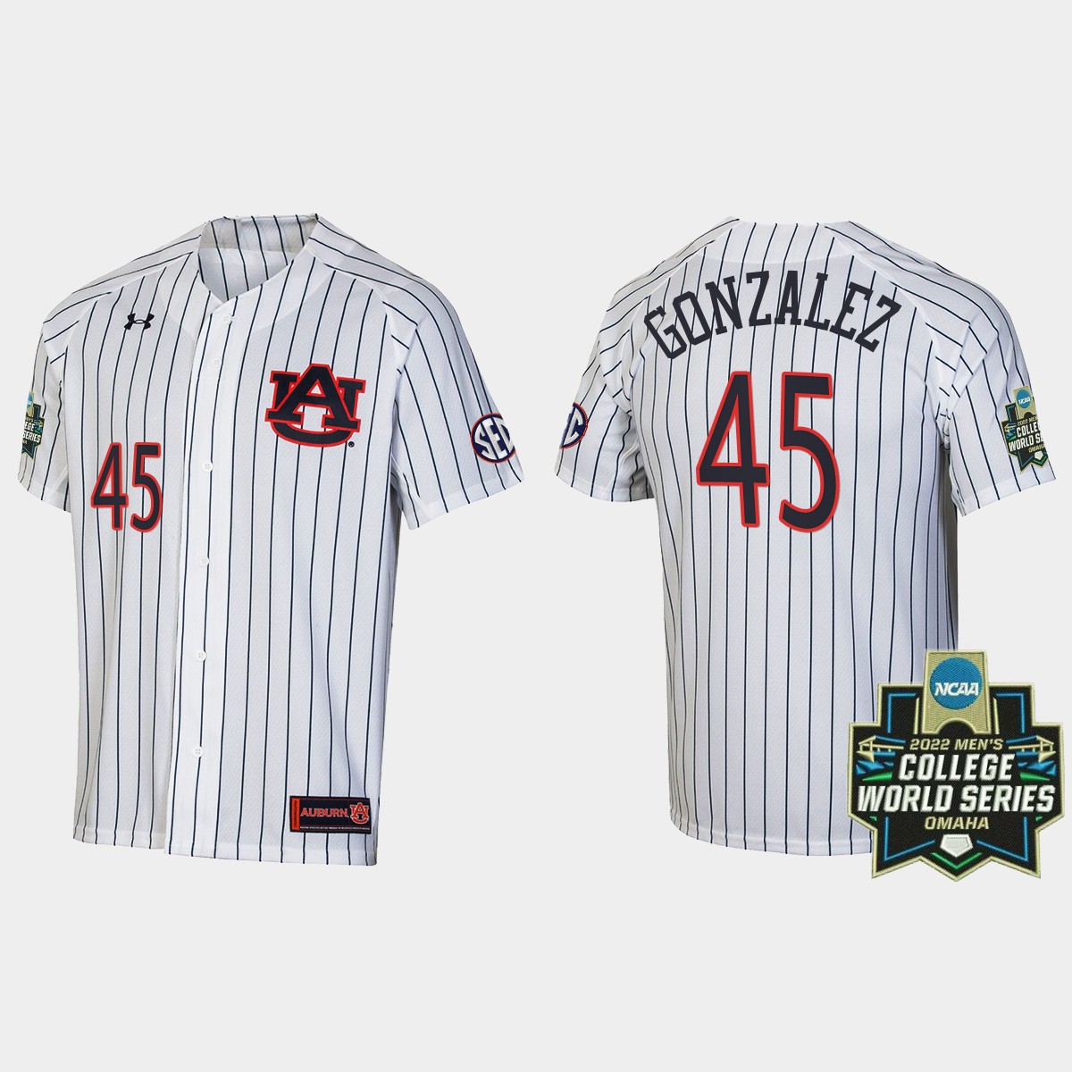 Joseph Gonzalez Auburn Tigers 2022 World Series Stripes Jersey - White
