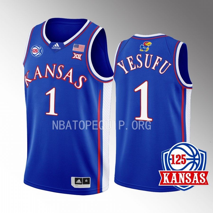 Joseph Yesufu Kansas Jayhawks Blue Jersey 2022-23 125th Anniversary Away