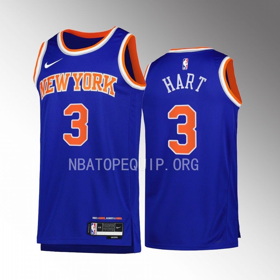Josh Hart New York Knicks 2022-23 Icon Edition Blue #11 Jersey Swingman
