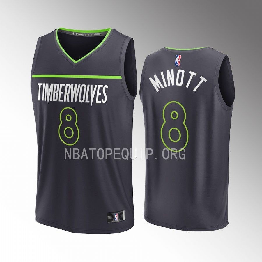 Josh Minott Timberwolves #8 Anthracite Jersey Fast Break Fast Break Player 2022-23 Statement Edition
