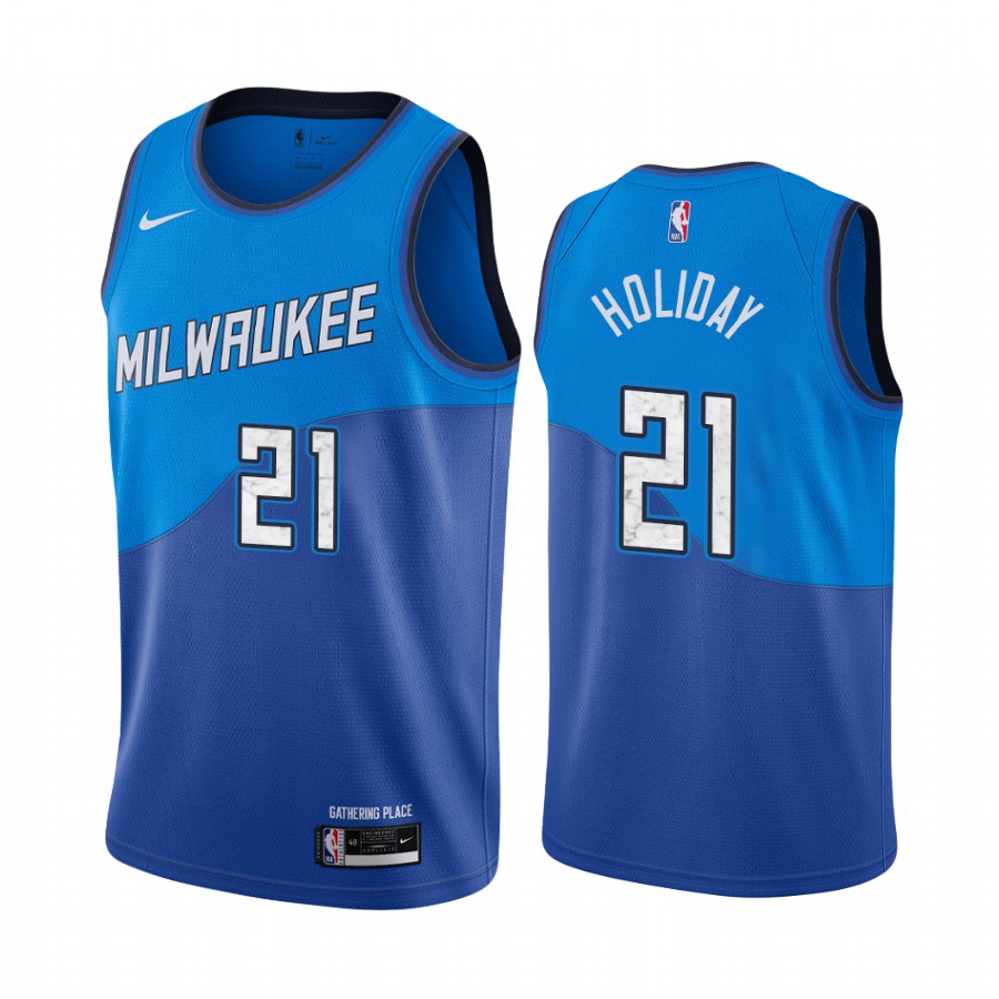 Jrue Holiday Milwaukee Bucks 2020-21 Blue City Edition Jersey New Uniform
