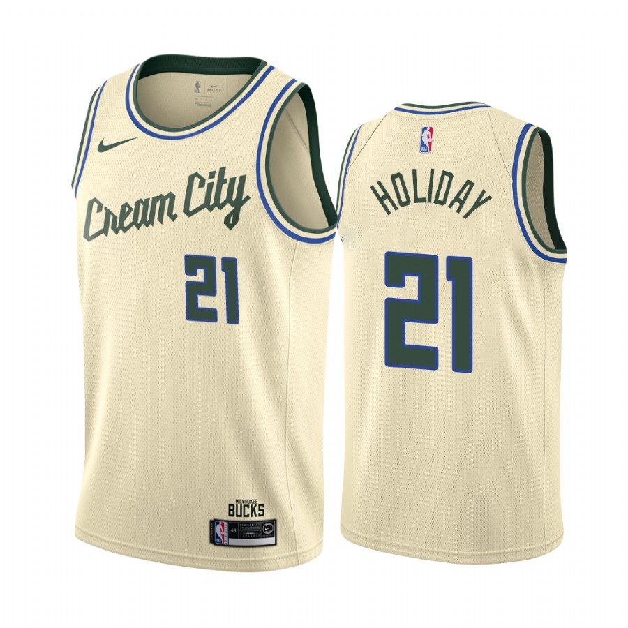 Jrue Holiday Milwaukee Bucks 2020-21 Cream City Edition Jersey 2020 Trade