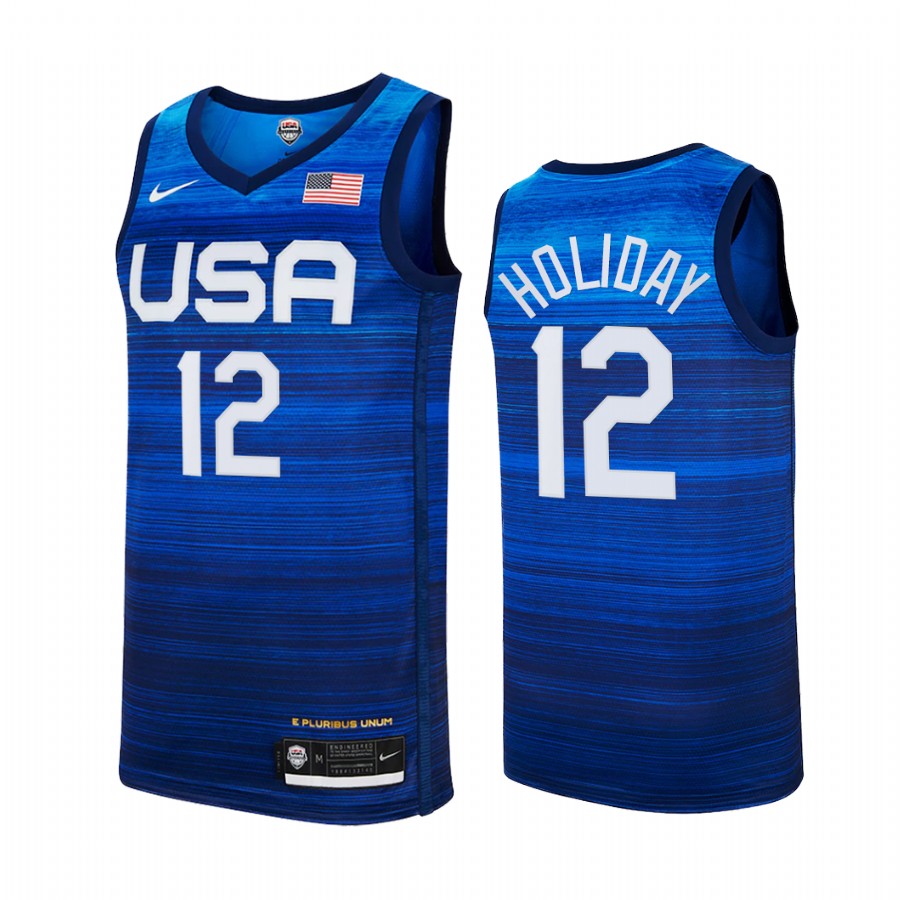 Jrue Holiday USA  #12 Blue Tokyo Olympics 2021 Away Jersey