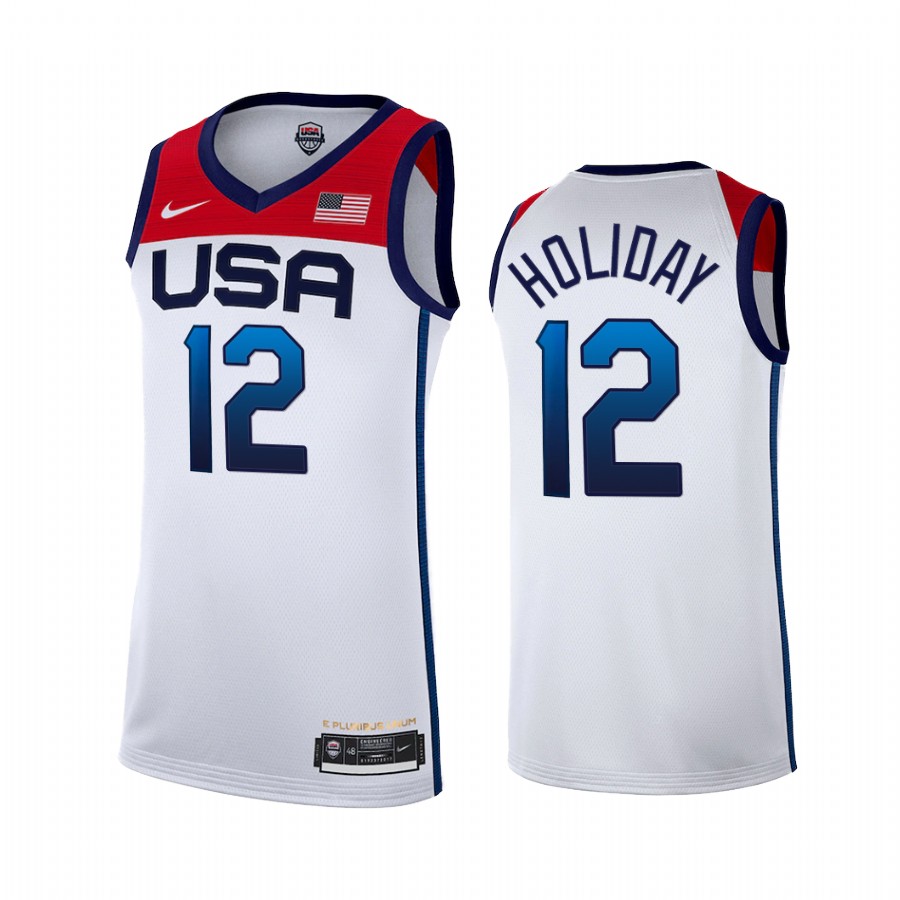 Jrue Holiday USA  #12 White Tokyo Olympics 2021 Home Jersey
