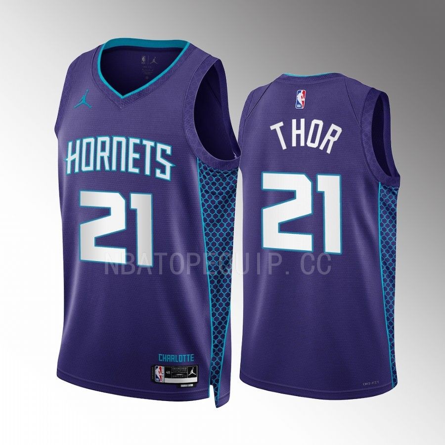 JT Thor 2022-23 Charlotte Hornets Purple #21 Statement Edition Jersey Swingman
