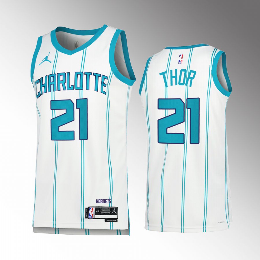 JT Thor 2022-23 Charlotte Hornets White #21 Association Edition Jersey Swingman