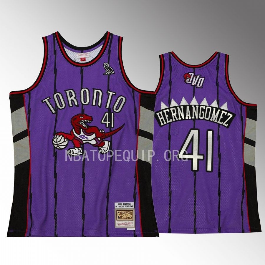 Juancho Hernangomez OVO x Hardwood Classic Jersey Toronto Raptors #41 Purple Swingman Men's Shirt