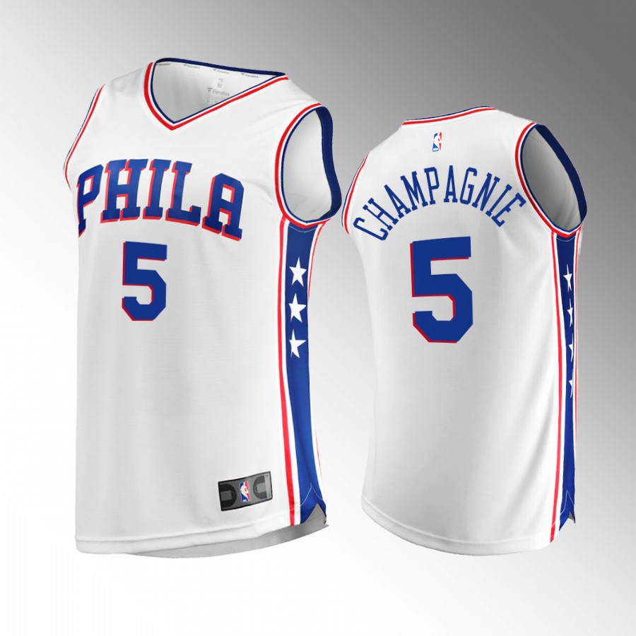 Julian Champagnie 76ers #5 White Jersey Fast Break  Association
