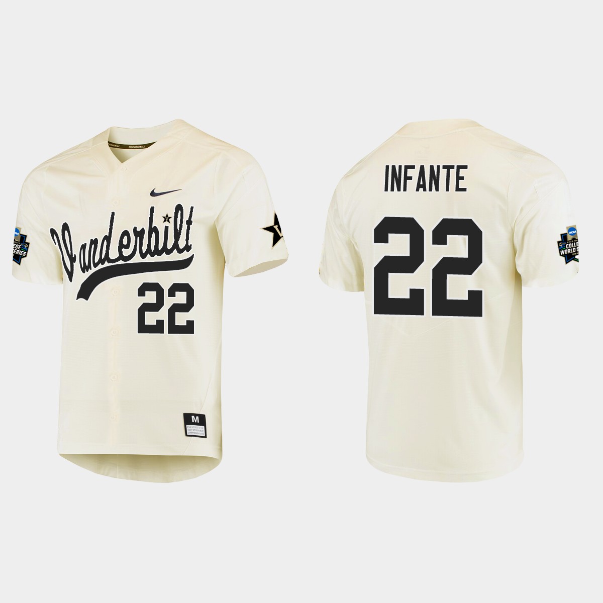 Julian Infante Vanderbilt Commodores College World Series  Jersey - Cream