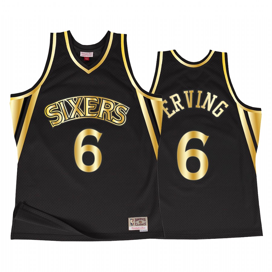 Julius Erving Philadelphia 76ers Black Throwback 90s Jersey Golden Collection