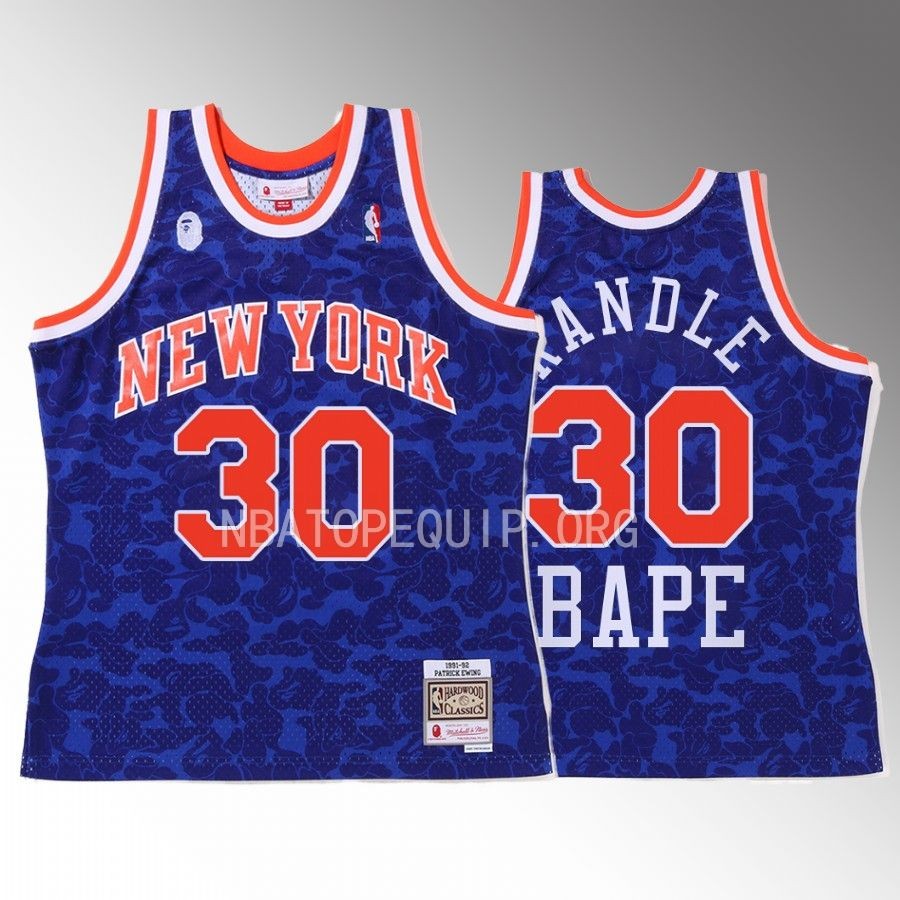 Julius Randle #30 New York Knicks 2022 BAPE Blue Camo Tanktop Jersey
