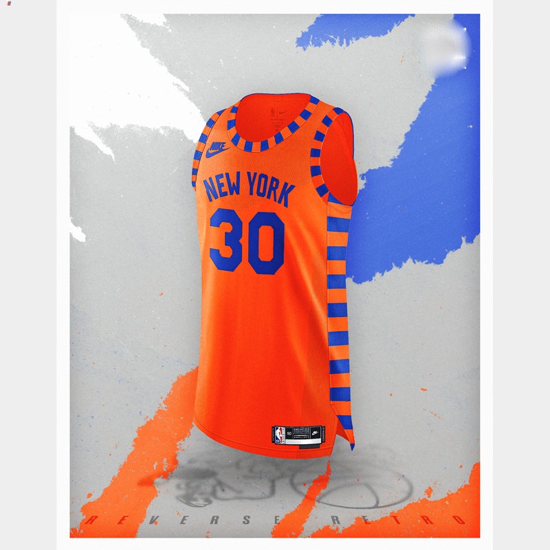 Julius Randle New York Knicks Orange #30 Jersey NBA Reverse Retro
