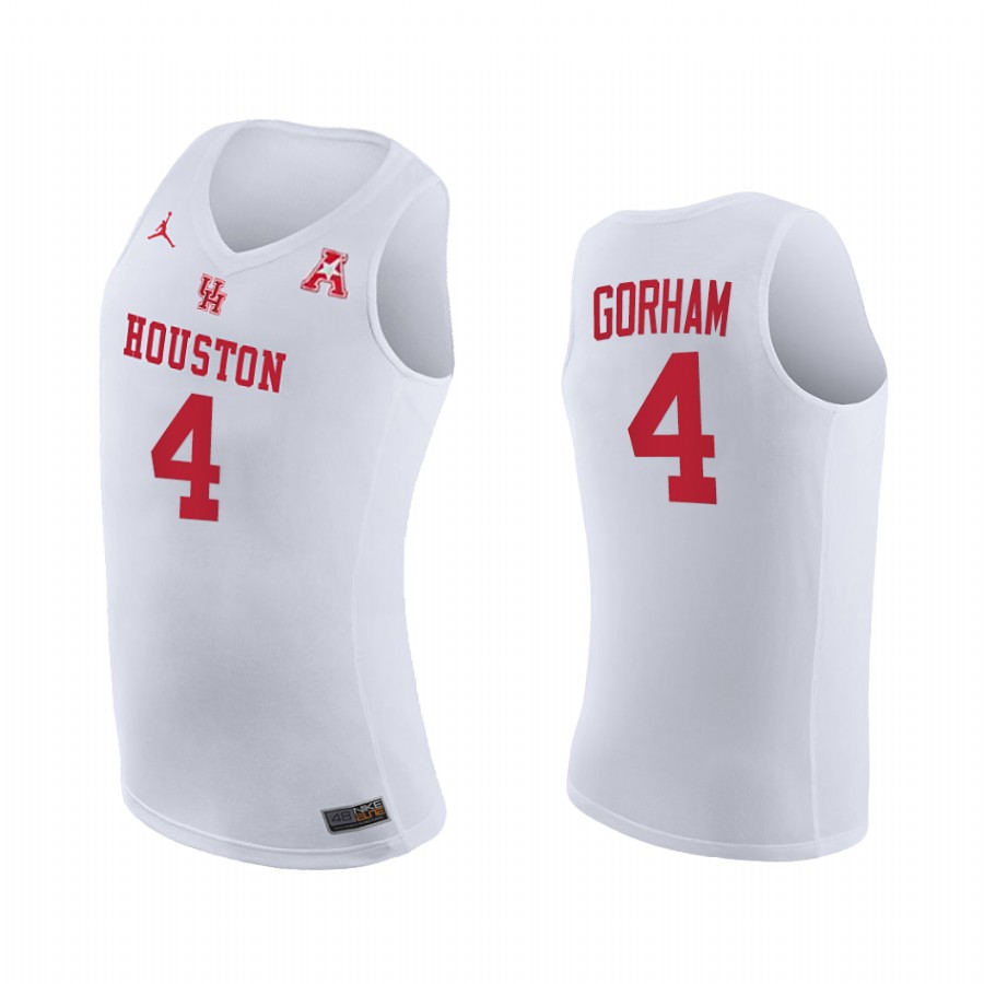 Justin Gorham Houston Cougars White Jersey Home 2021 March Madness