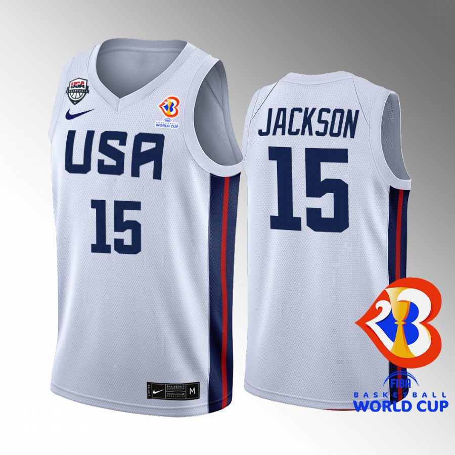 Justin Jackson #15 USA Team 2023 FIBA  World Cup White Jersey Home