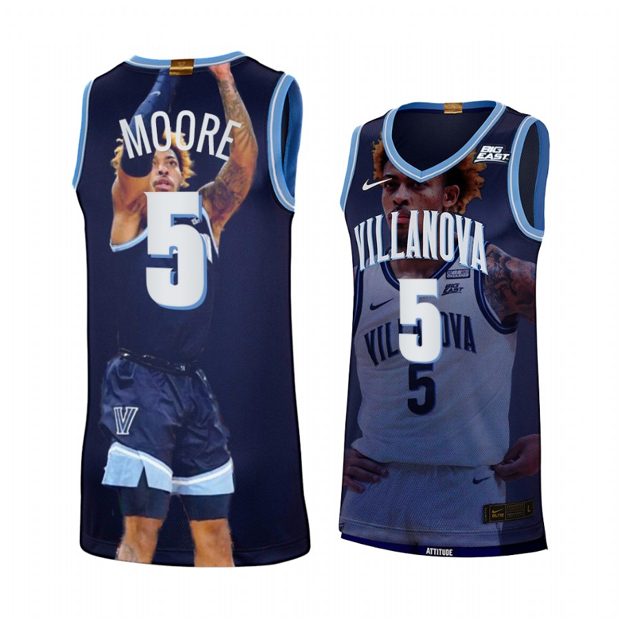 Justin Moore Villanova Wildcats Navy Jersey 2022 March Madness Highlights Fashion Edition