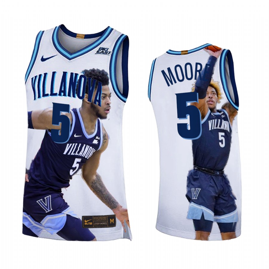 Justin Moore Villanova Wildcats White Jersey 2022 March Madness Highlights Fashion Edition