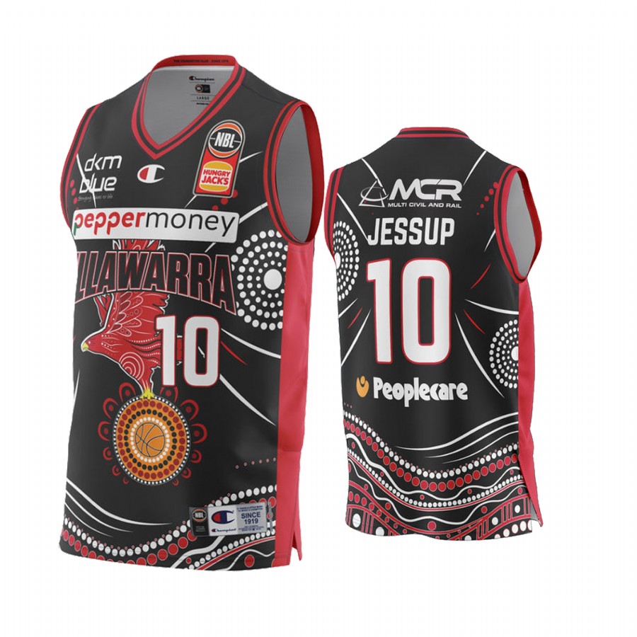 Justinian Jessup Illawarra Hawks NBL Indigenous Round 2022 Jersey #10 Black Special Edition Uniform