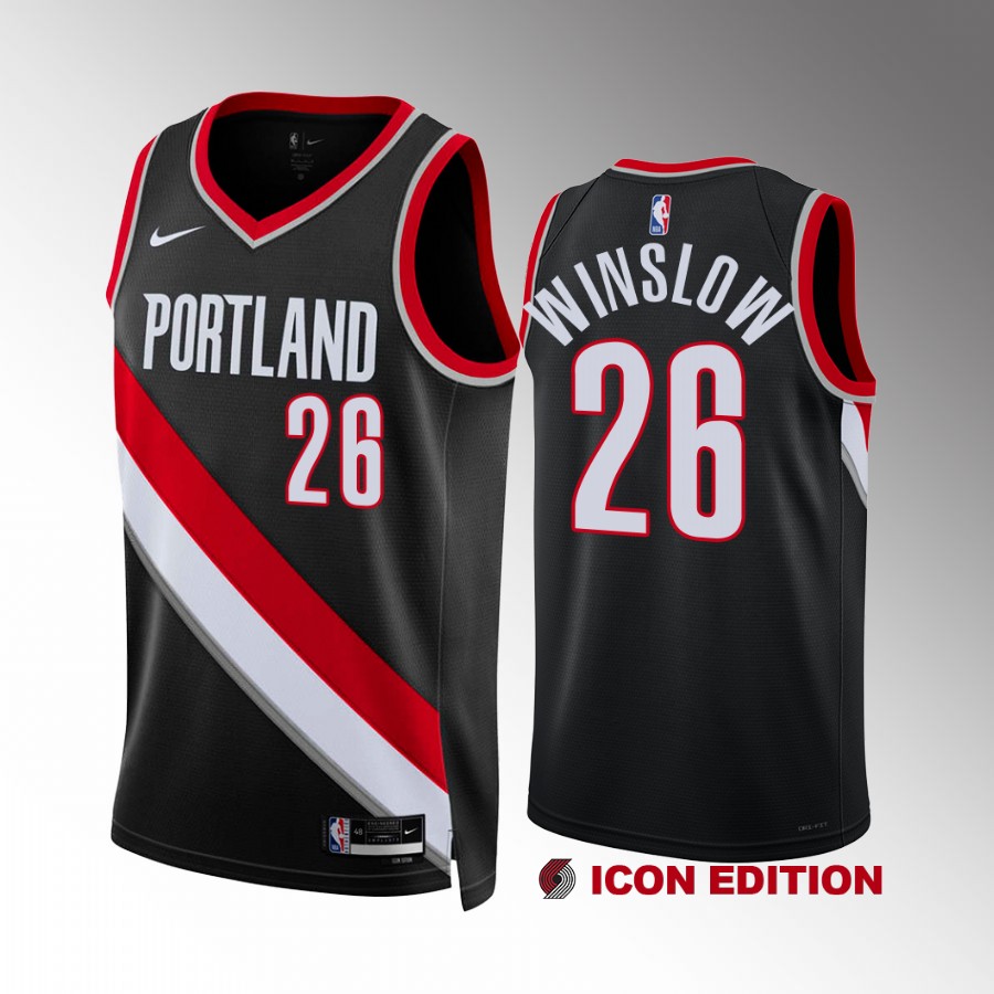 Justise Winslow #26 Portland Trail Blazers 2022-23 Icon Edition Black Jersey