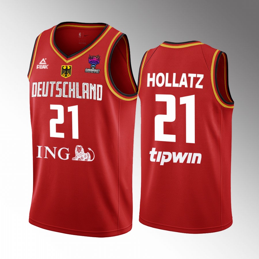 Justus Hollatz Germany  FIBA EuroBasket 2022 Red Jersey #21