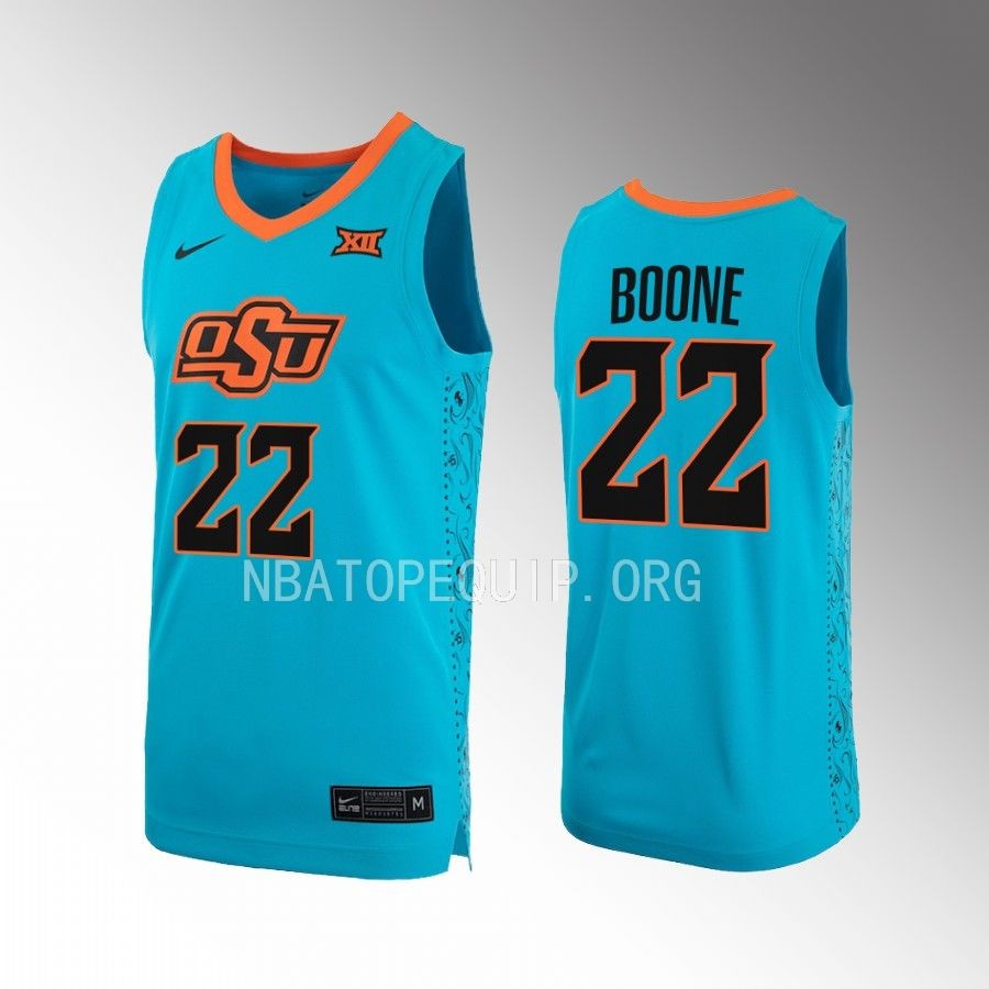 Kalib Boone OSU Cowboys Turquoise Jersey 2022-23 Alternate