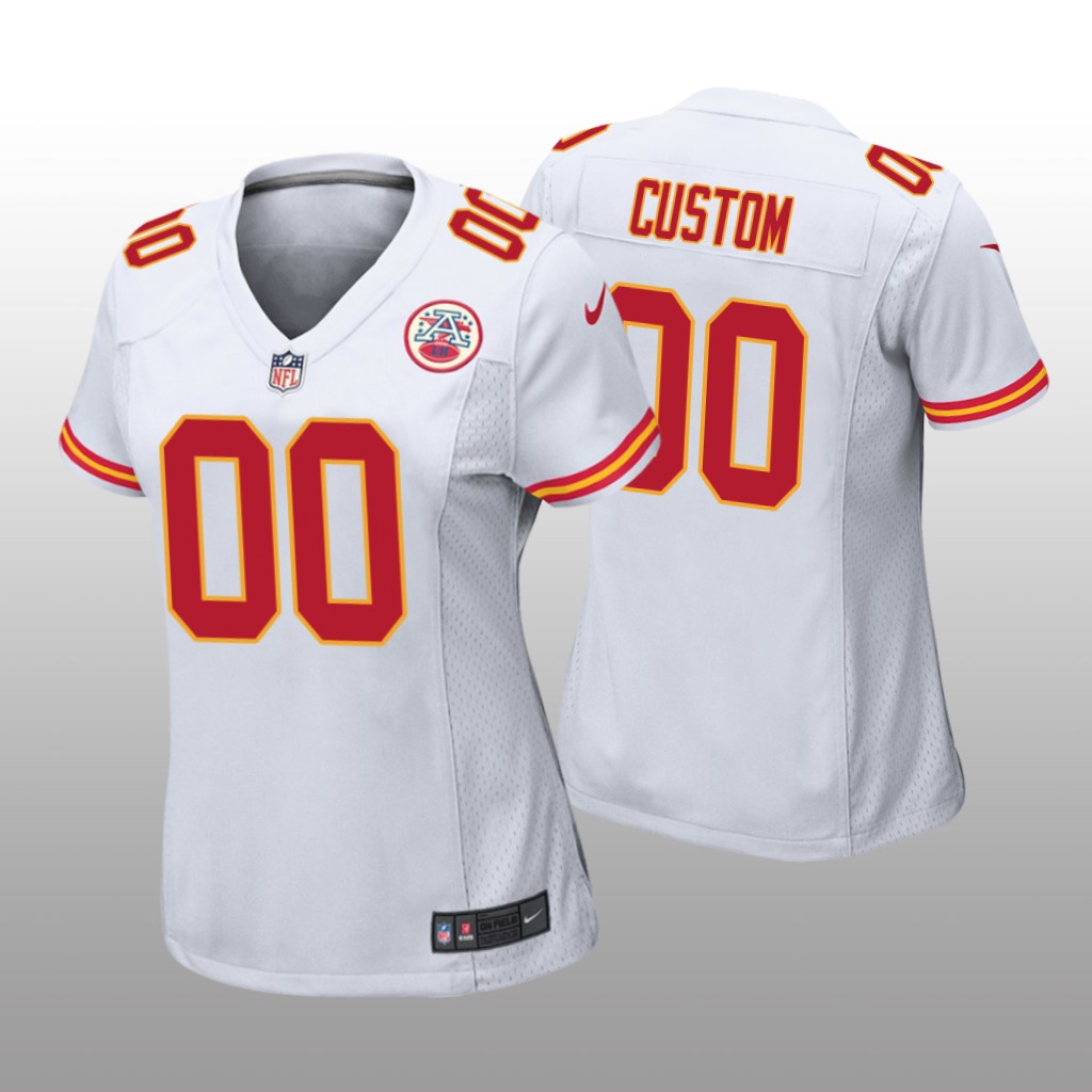 Kansas City Chiefs #00 White Custom Game Jersey - Women's