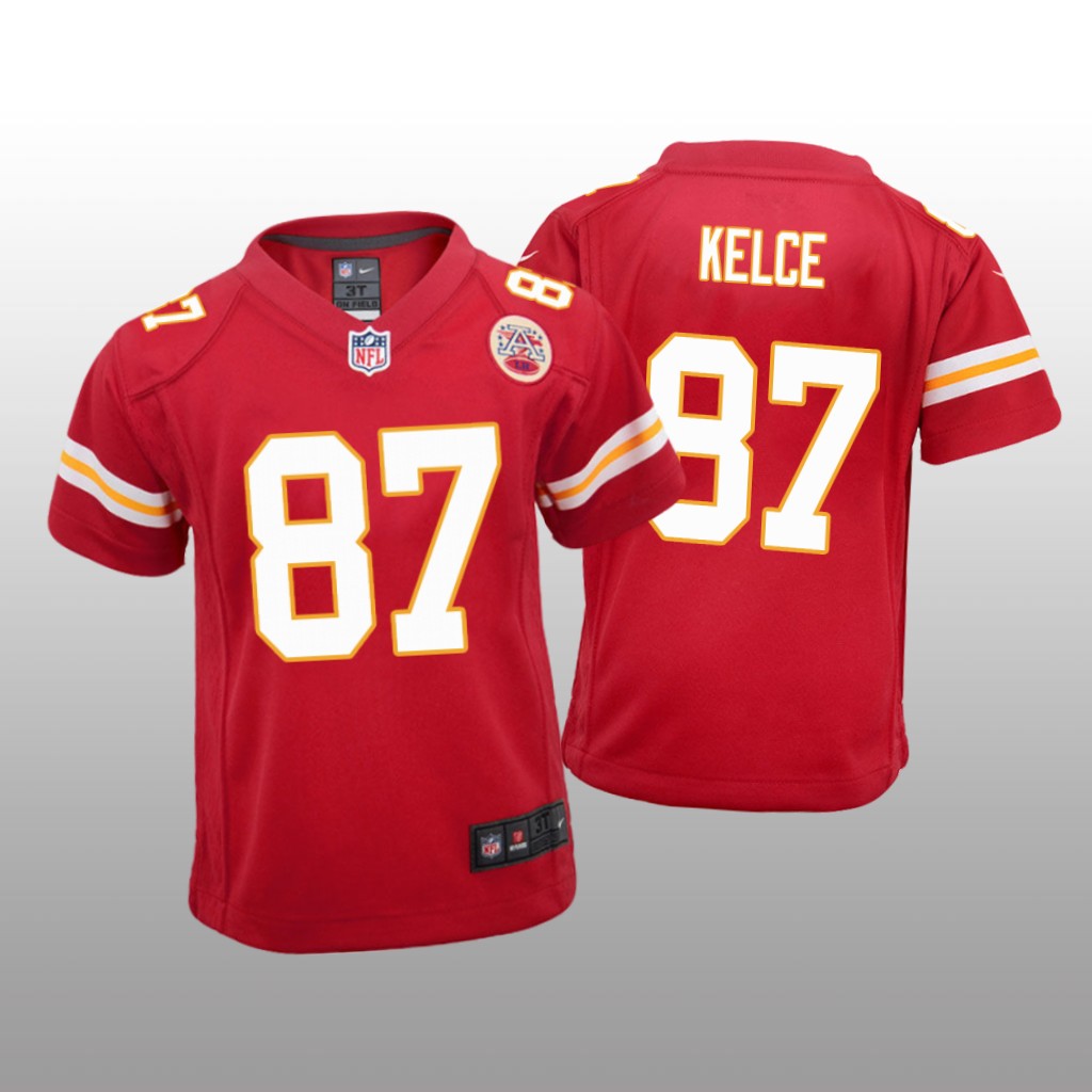 Kansas City Chiefs #87 Red Travis Kelce Game Jersey - Youth