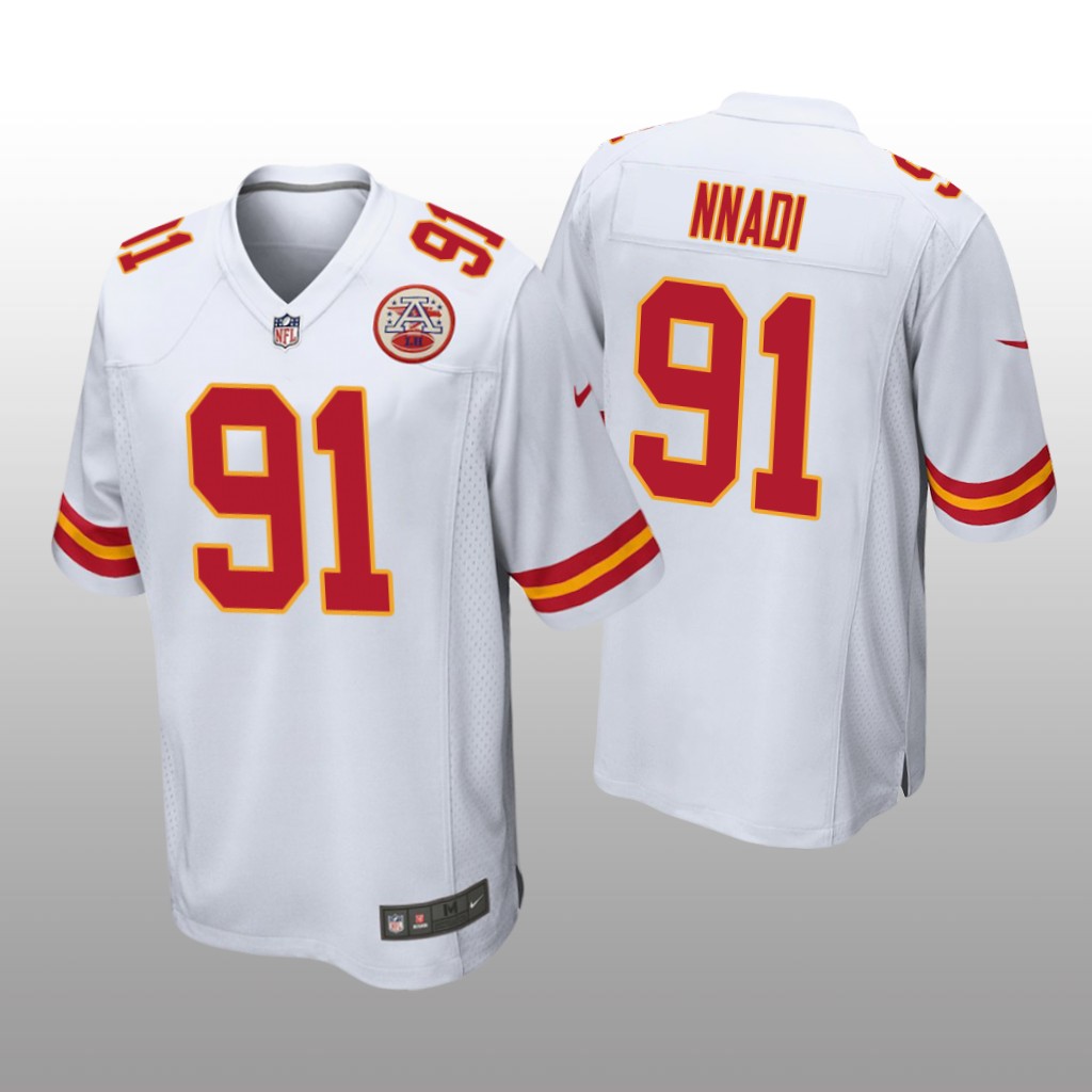 Kansas City Chiefs #91 White Men's Derrick Nnadi Game Jersey