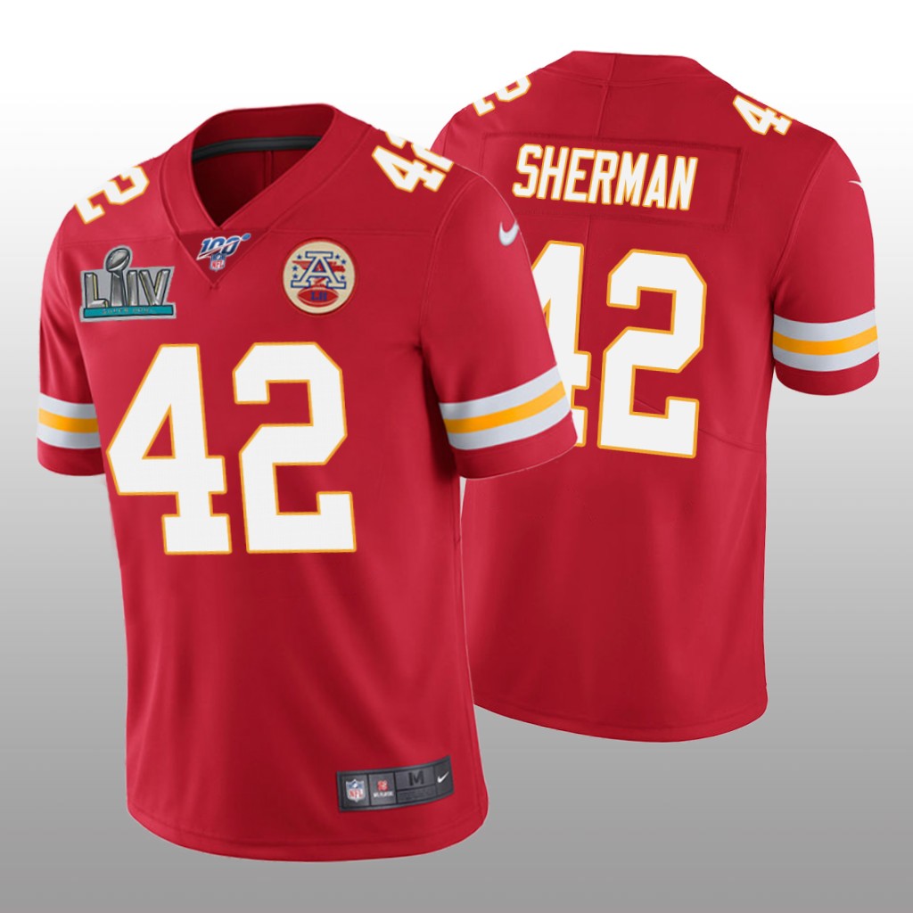 Kansas City Chiefs Anthony Sherman Red Vapor Limited Jersey Super Bowl LIV - Men's