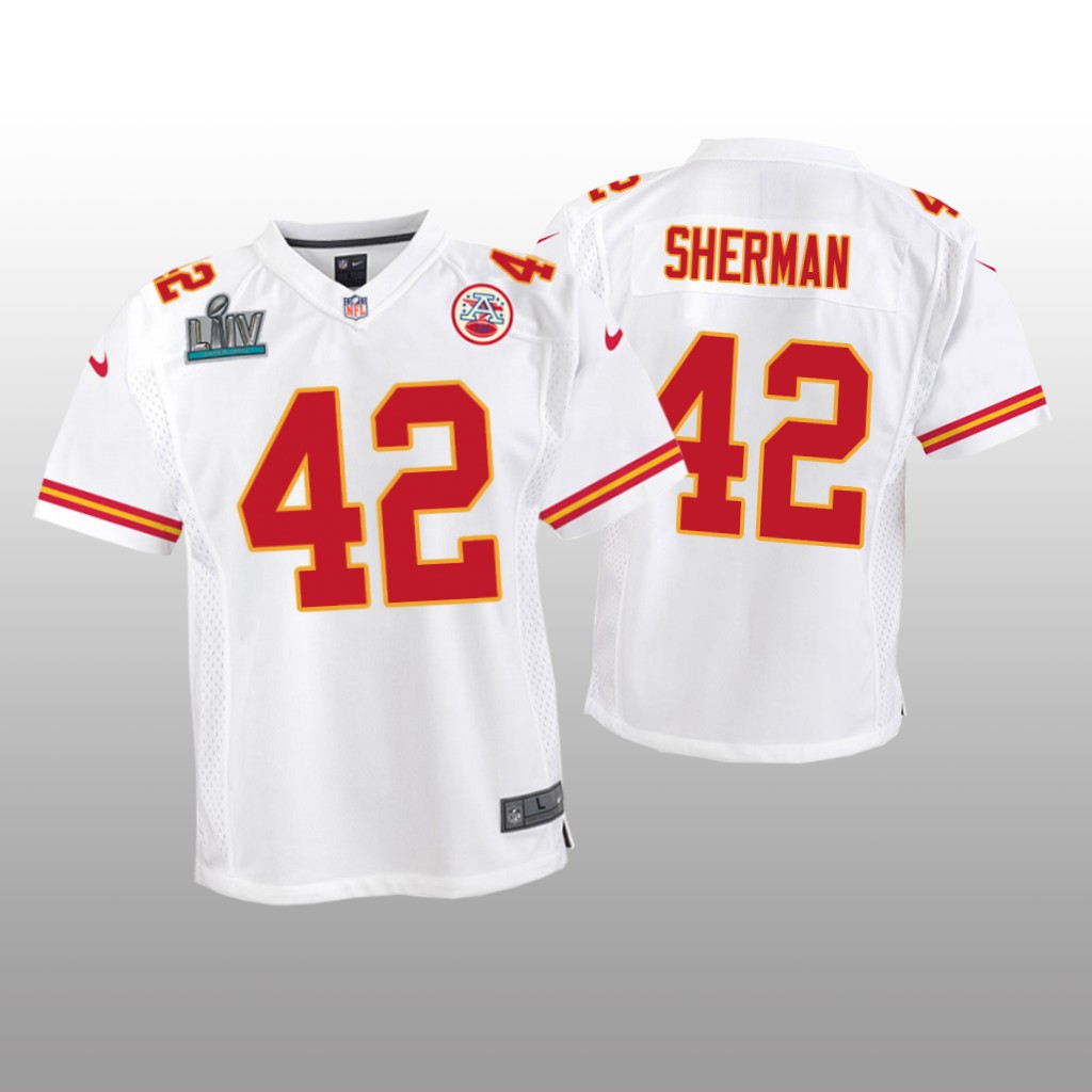 Kansas City Chiefs Anthony Sherman White Game Jersey Super Bowl LIV - Youth