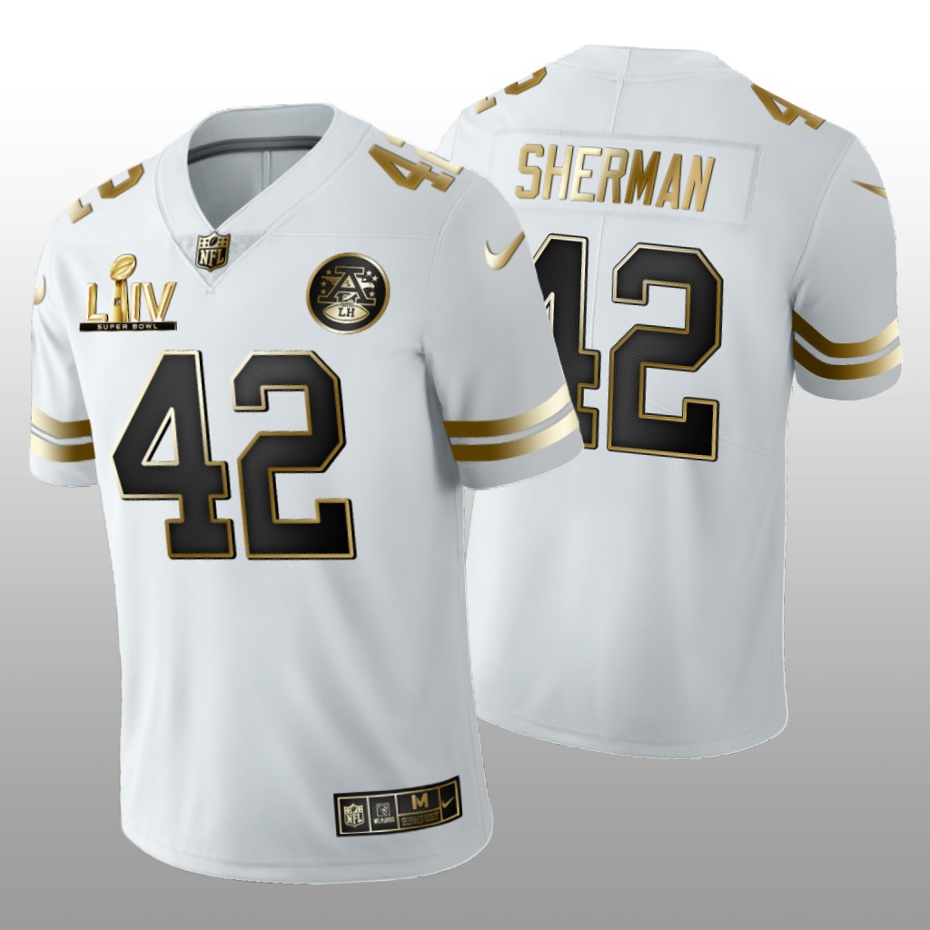 Kansas City Chiefs Anthony Sherman White Golden Edition Jersey Super Bowl LIV - Men's