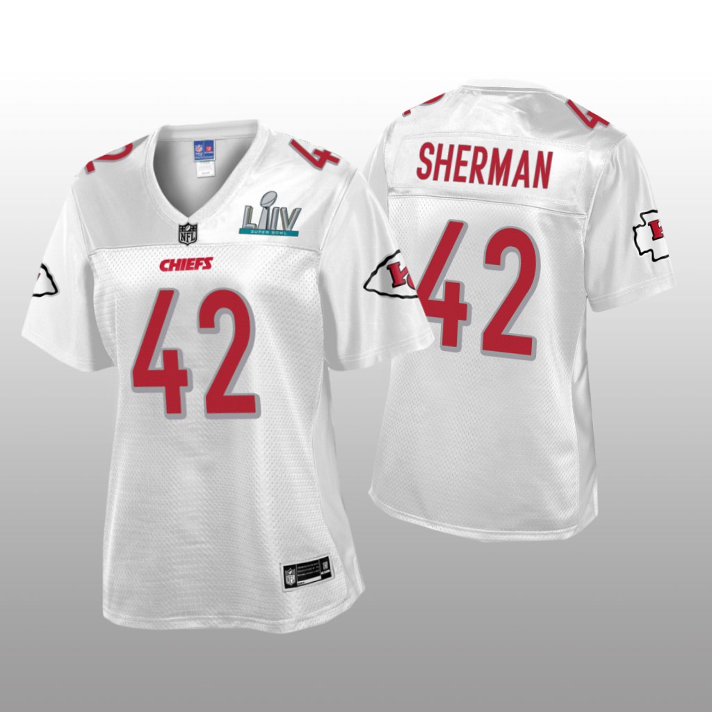 Kansas City Chiefs Anthony Sherman White Jersey Super Bowl LIV Champions - Women's