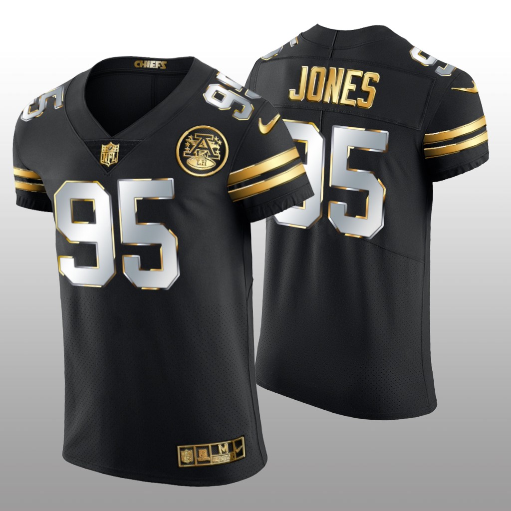 Kansas City Chiefs Chris Jones Black Elite Jersey Golden Edition Men's