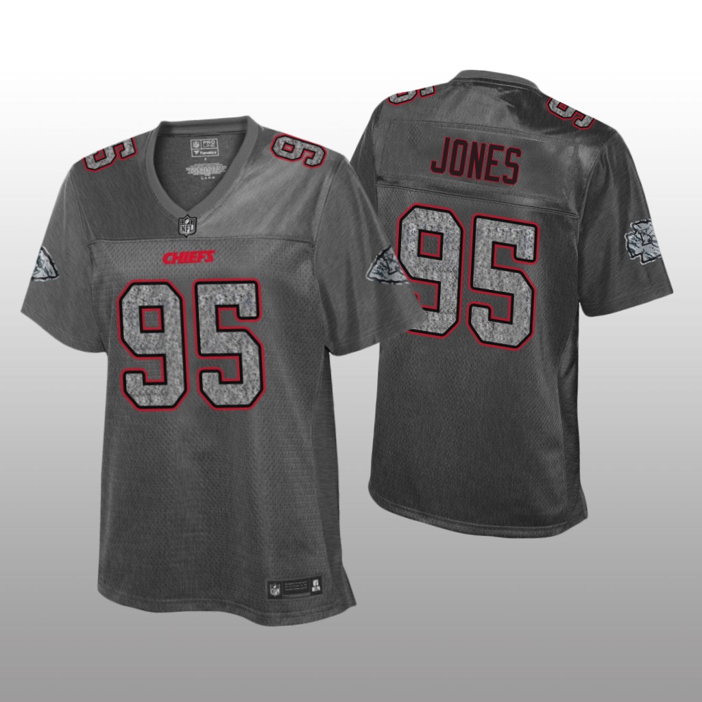 Kansas City Chiefs Chris Jones Heather Charcoal Jersey Static Fashion - Women's