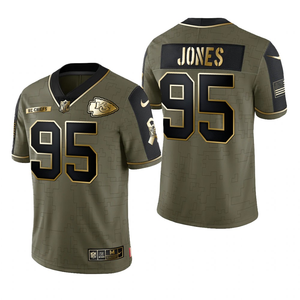 Kansas City Chiefs Chris Jones Olive Gold Limited Jersey 2021 Salute To Service - Men's