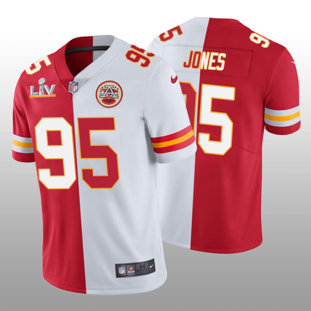 Kansas City Chiefs Chris Jones Red White Split Super Bowl LV - Men's