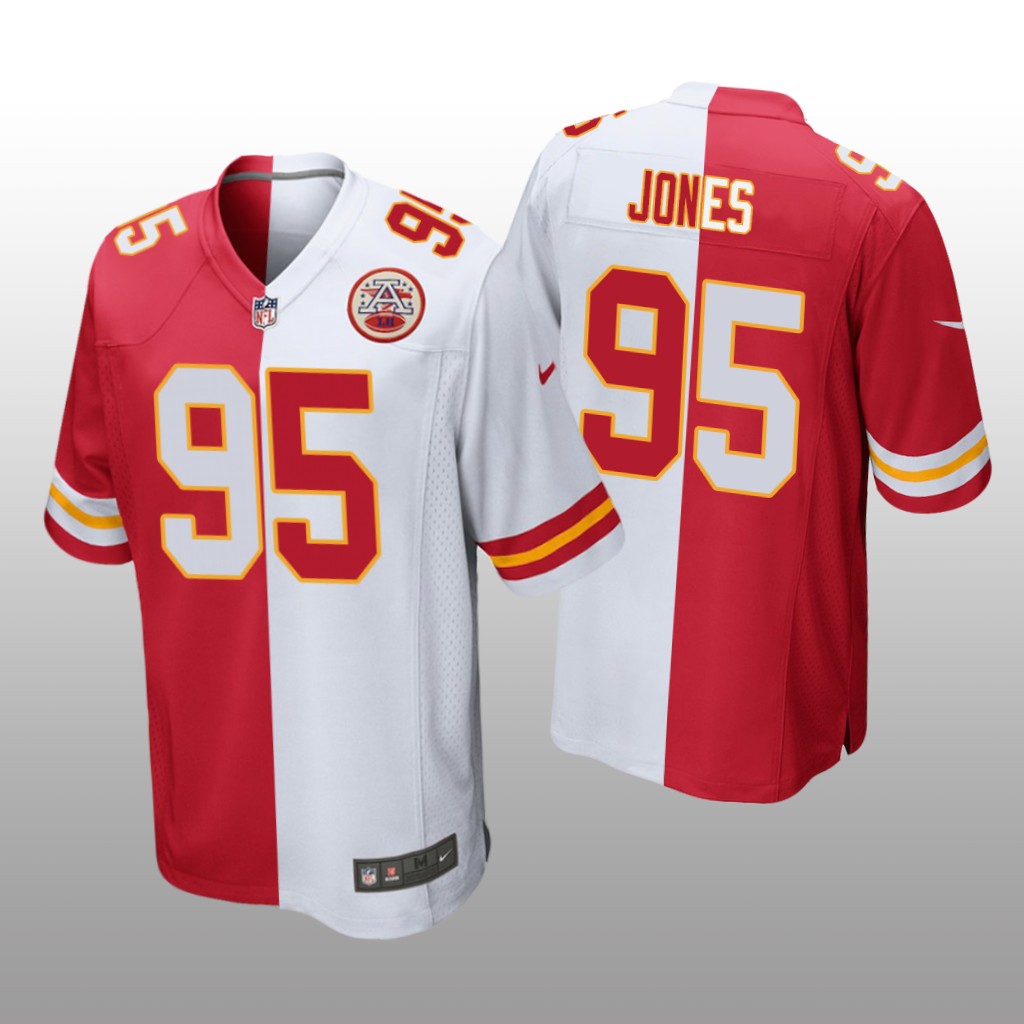 Kansas City Chiefs Chris Jones Red White Two Tone Jersey Split - Men's