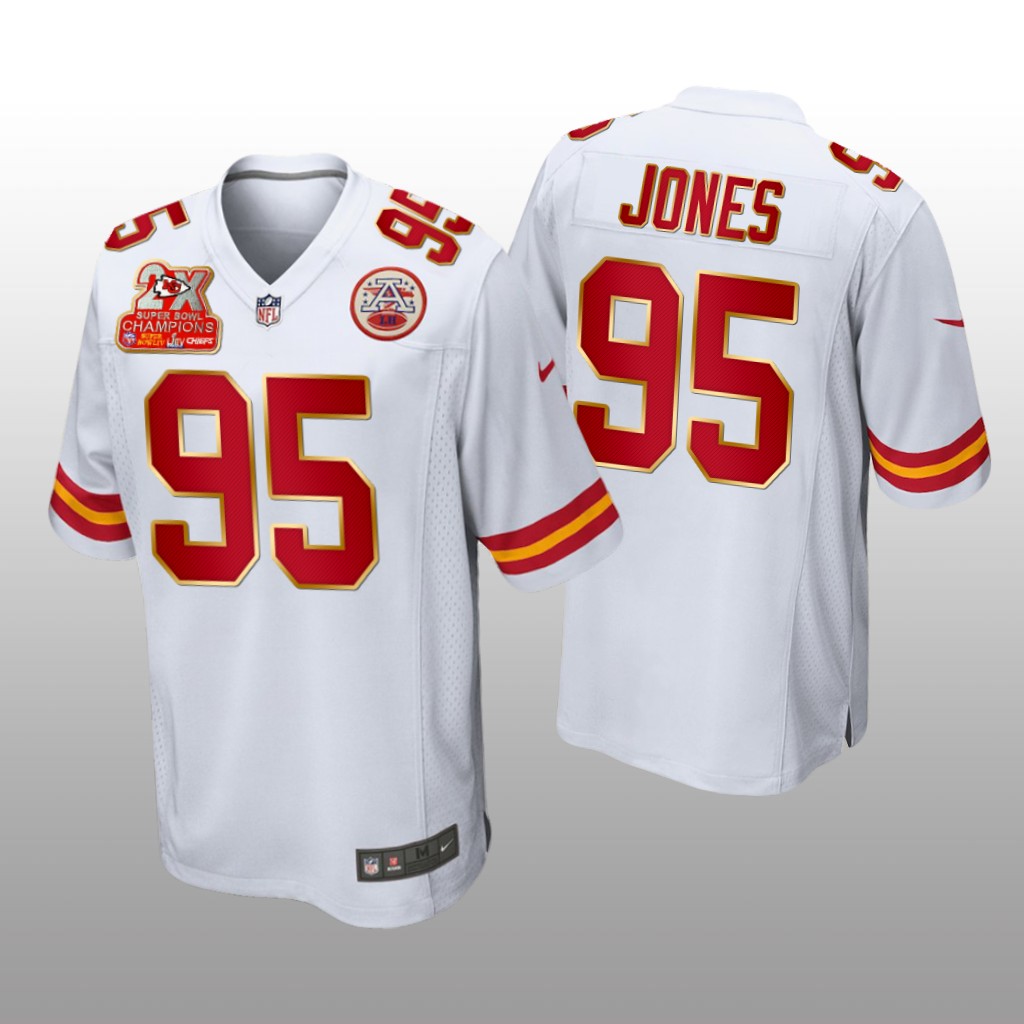 Kansas City Chiefs Chris Jones White Game 2X Super Bowl Champions Patch - Men's