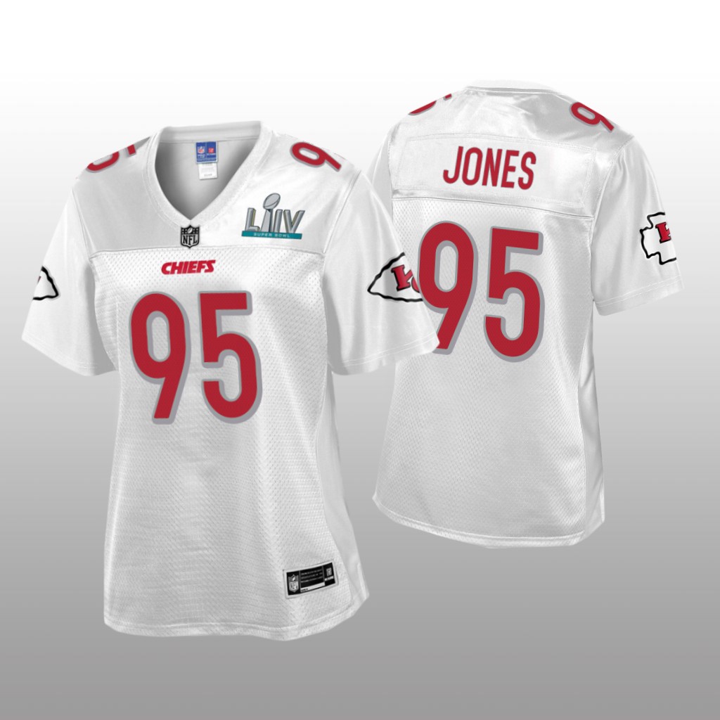 Kansas City Chiefs Chris Jones White Jersey Super Bowl LIV Champions - Women's