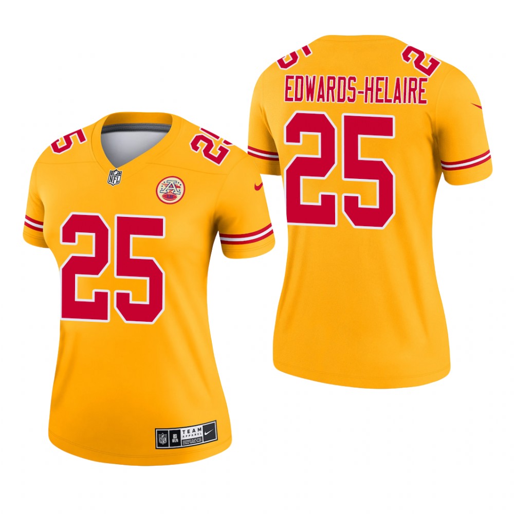 Kansas City Chiefs Clyde Edwards-Helaire Gold Jersey Inverted Legend - Women's