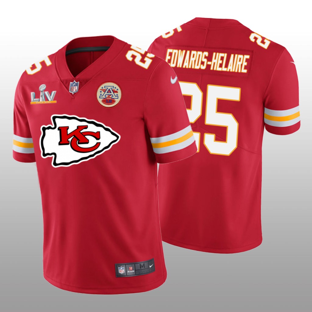 Kansas City Chiefs Clyde Edwards-Helaire Red Team Logo Super Bowl LV - Men's