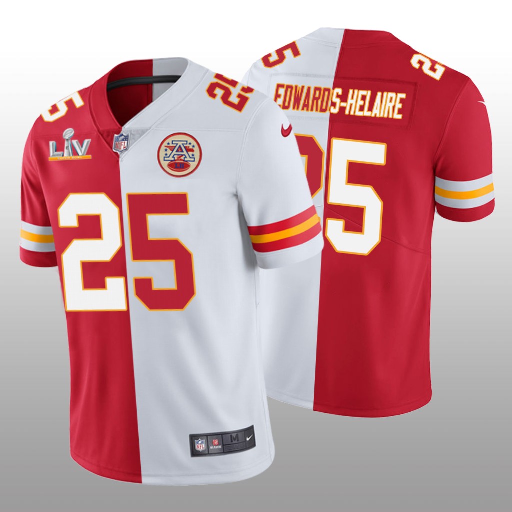 Kansas City Chiefs Clyde Edwards-Helaire Red White Split Super Bowl LV - Men's