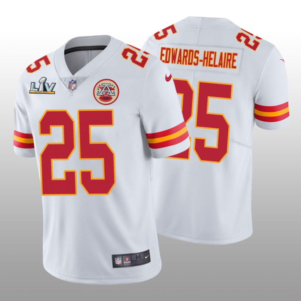 Kansas City Chiefs Clyde Edwards-Helaire White Vapor Limited Jersey Super Bowl LV - Men's